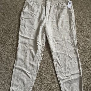 Old Navy High Waisted Cropped Linen Blend Pants Jogger  Pull On Pockets large